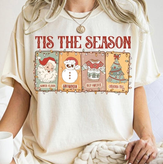 Tis The Season Santa Claus Snowman Ugly Sweater Christmas Tree Tee