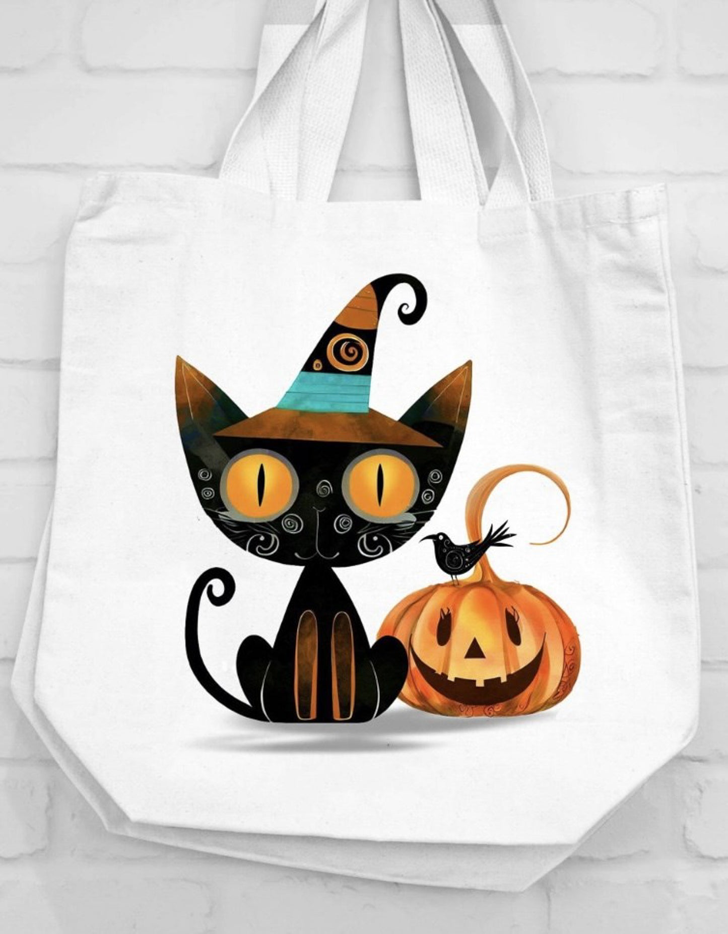 Black Cat & Jack-O-Lantern Canvas Bag