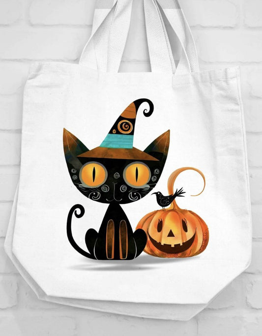 Black Cat & Jack-O-Lantern Canvas Bag