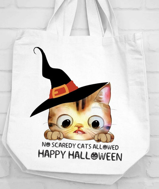 No Scaredy Cats Allowed Happy Halloween Canvas Bag