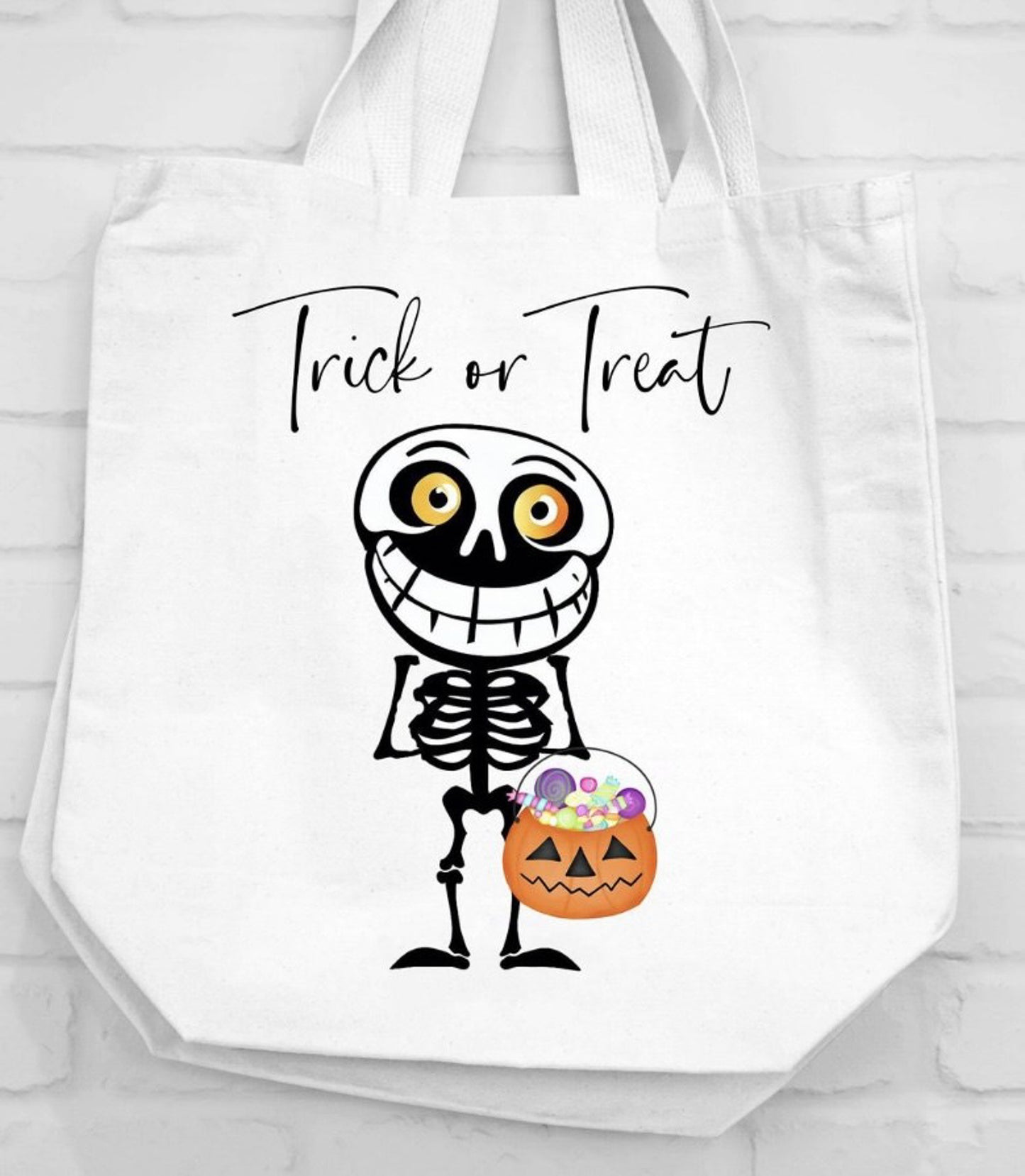 Trick Or Treat Skeleton Canvas Bag