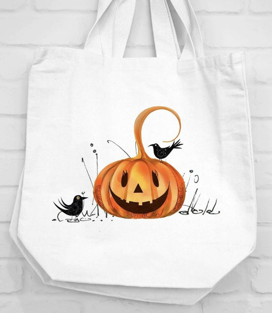 Jack-O-Lantern & Blackbirds Canvas Bag