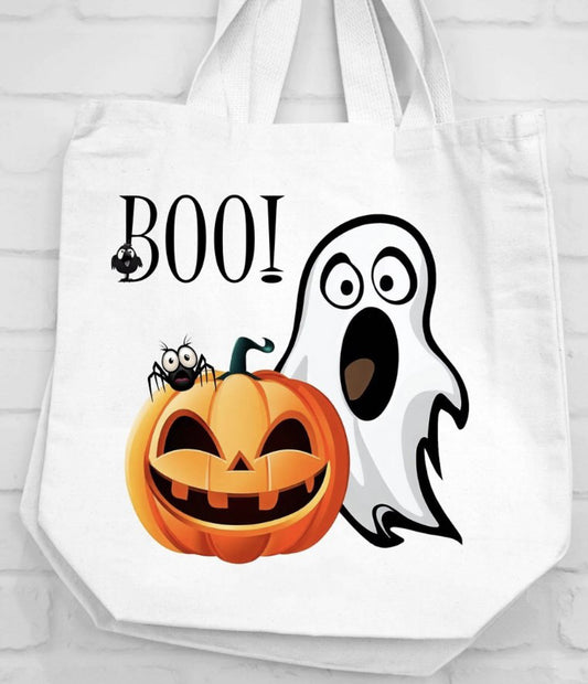 Boo! Ghost & Jack-O-Lantern Canvas Bag