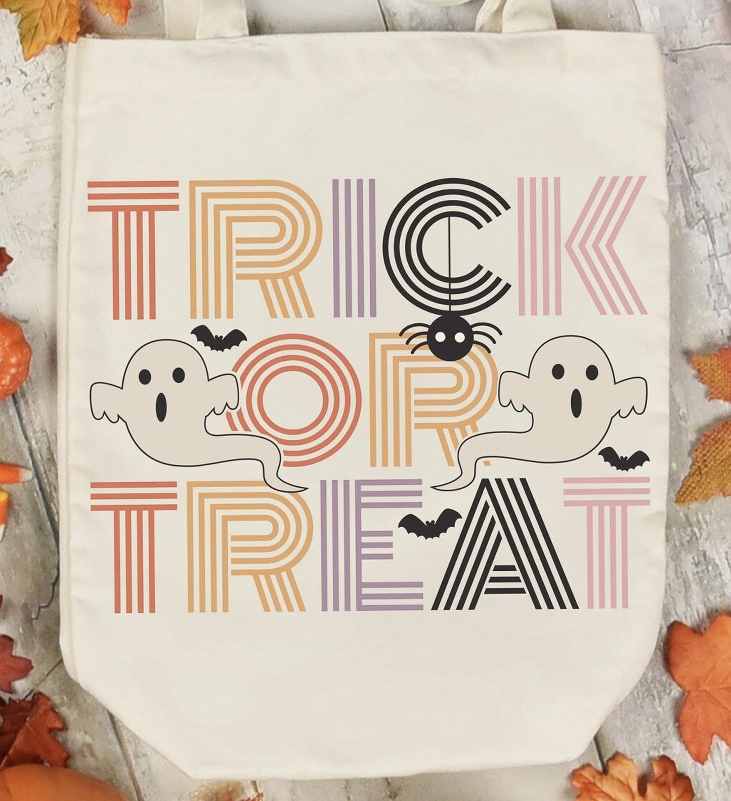 Trick-Or-Treat With Ghosts Bats & Spider Tote Bag