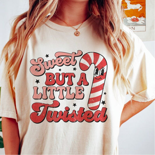 Sweet But A Little Twisted Candy Cane Tee