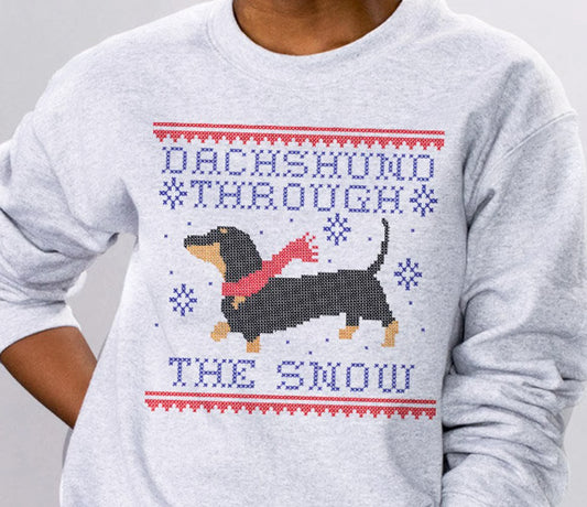 Dachshund Through The Snow Ugly Crew Sweatshirt