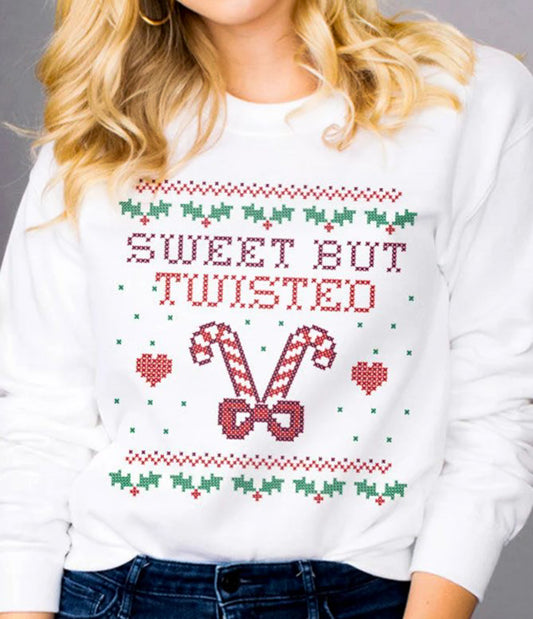 Sweet But Twisted Candy Canes Ugly Crew Sweatshirt