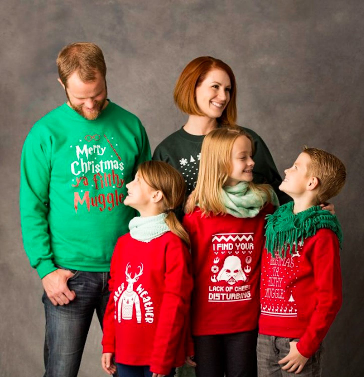 Merry Christmas Ya Filthy Muggle Wand & Glasses Crew Sweatshirt