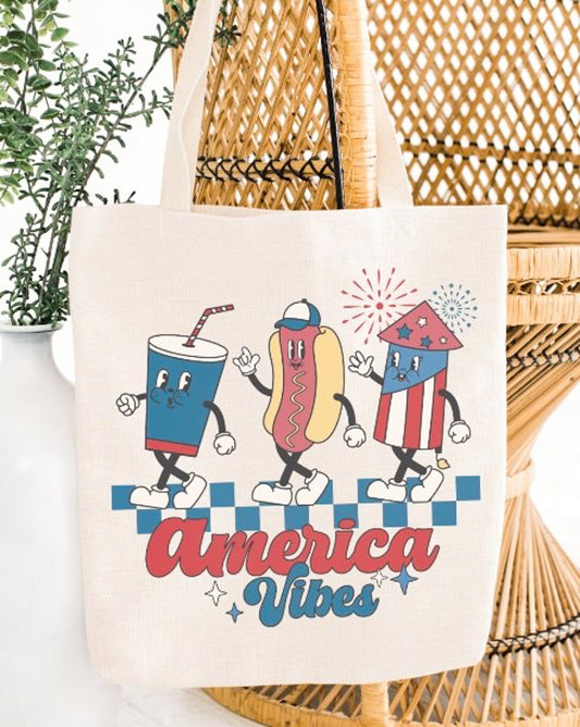 America Vibes Soda Hot Dog & Firework Tote Bag