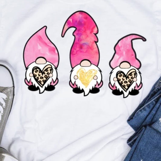 3 Valentine Gnomes With Hearts Tee