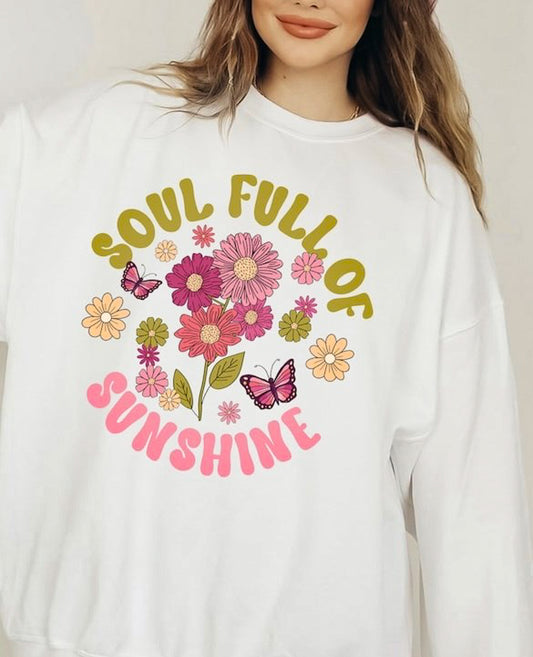 Soul Full Of Sunshine Flower & Butterflies Crew Sweatshirt