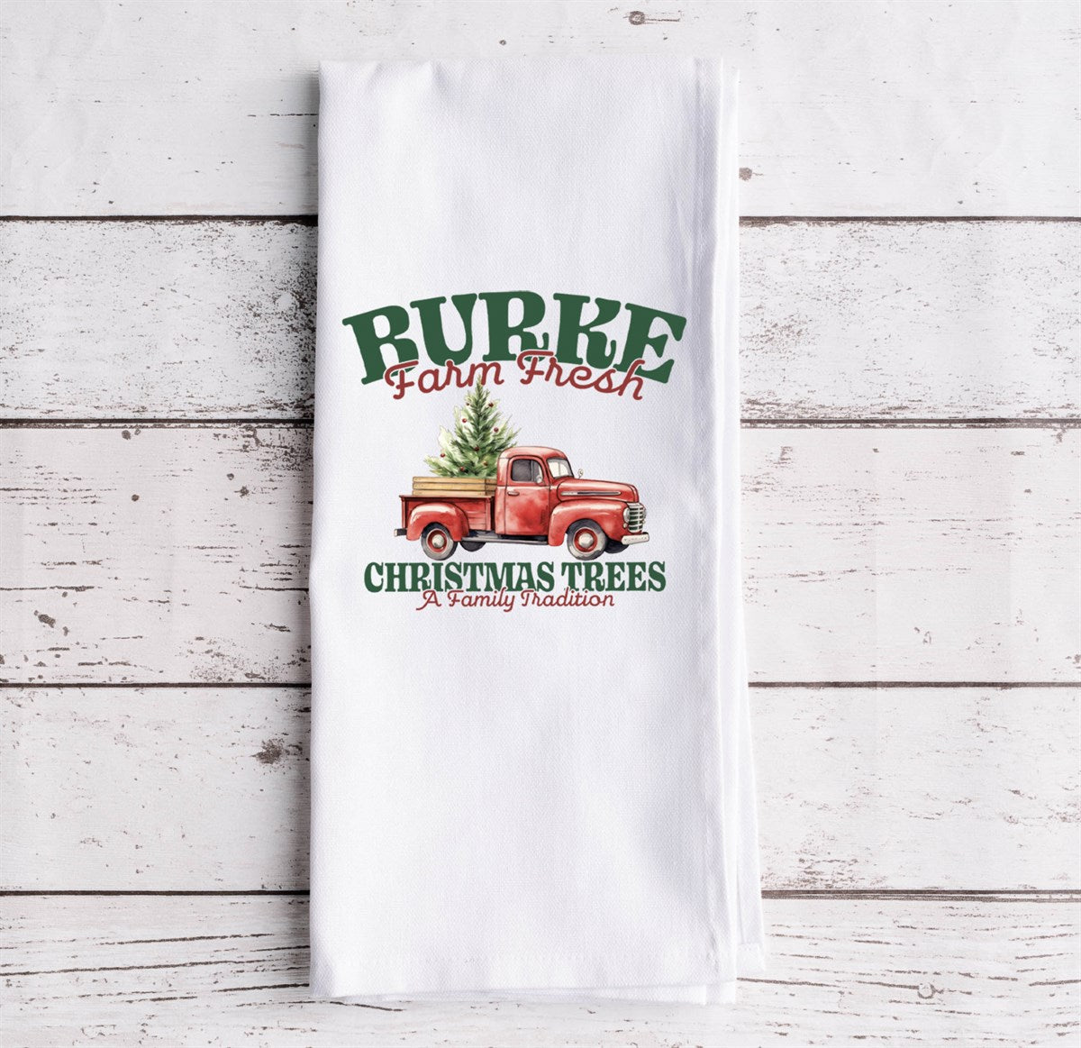 Personalized Vintage Family Christmas Tree Tea Towels