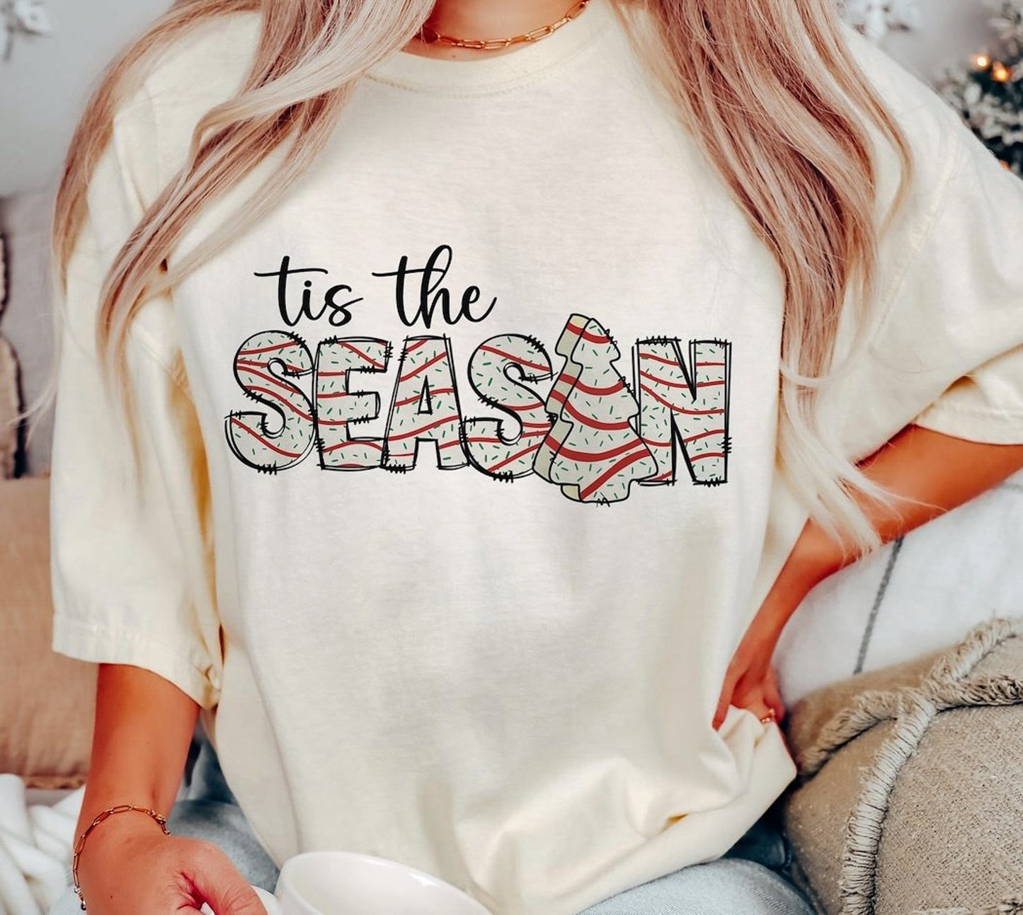 Tis The Season Christmas Tree Cake Tee