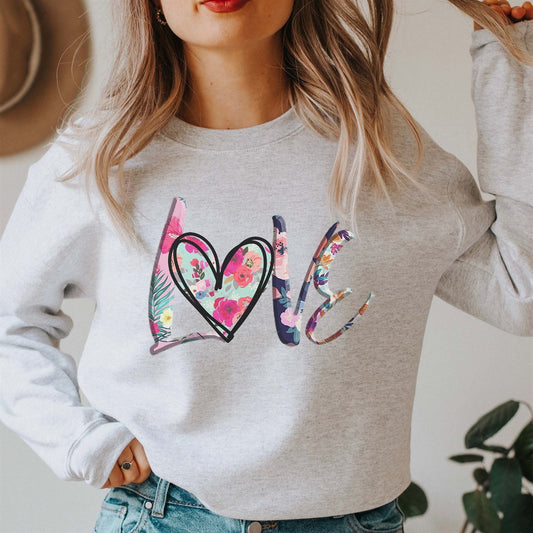 Watercolor Floral Love Crew Sweatshirt