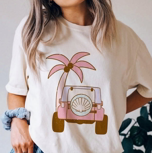 *Jeep With Palm Tree T-Shirt or Crew Sweatshirt