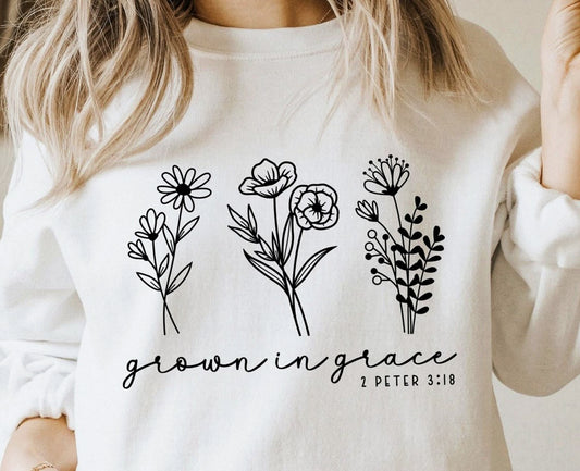 Grown In Grace 2 Peter 3:18 Crew Sweatshirt