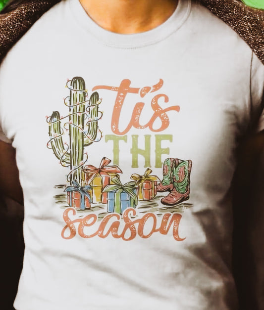 Tis The Season Cactus Presents & Cowboy Boots Tee