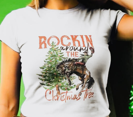 Rockin Around The Christmas Tree Cowboy Tee