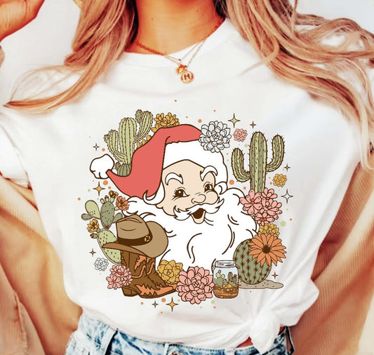 Santa Cactus & Cowboy Boots Tee