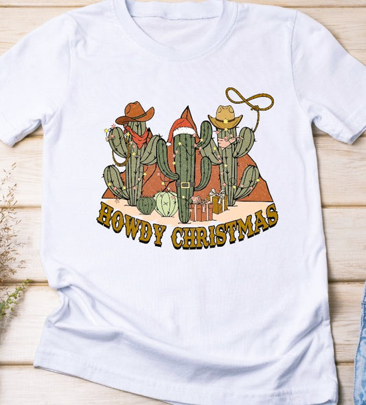 Howdy Christmas Cowboy Cacti Tee