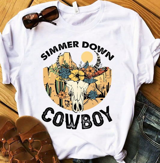 Simmer Down Cowboy Skull Tee