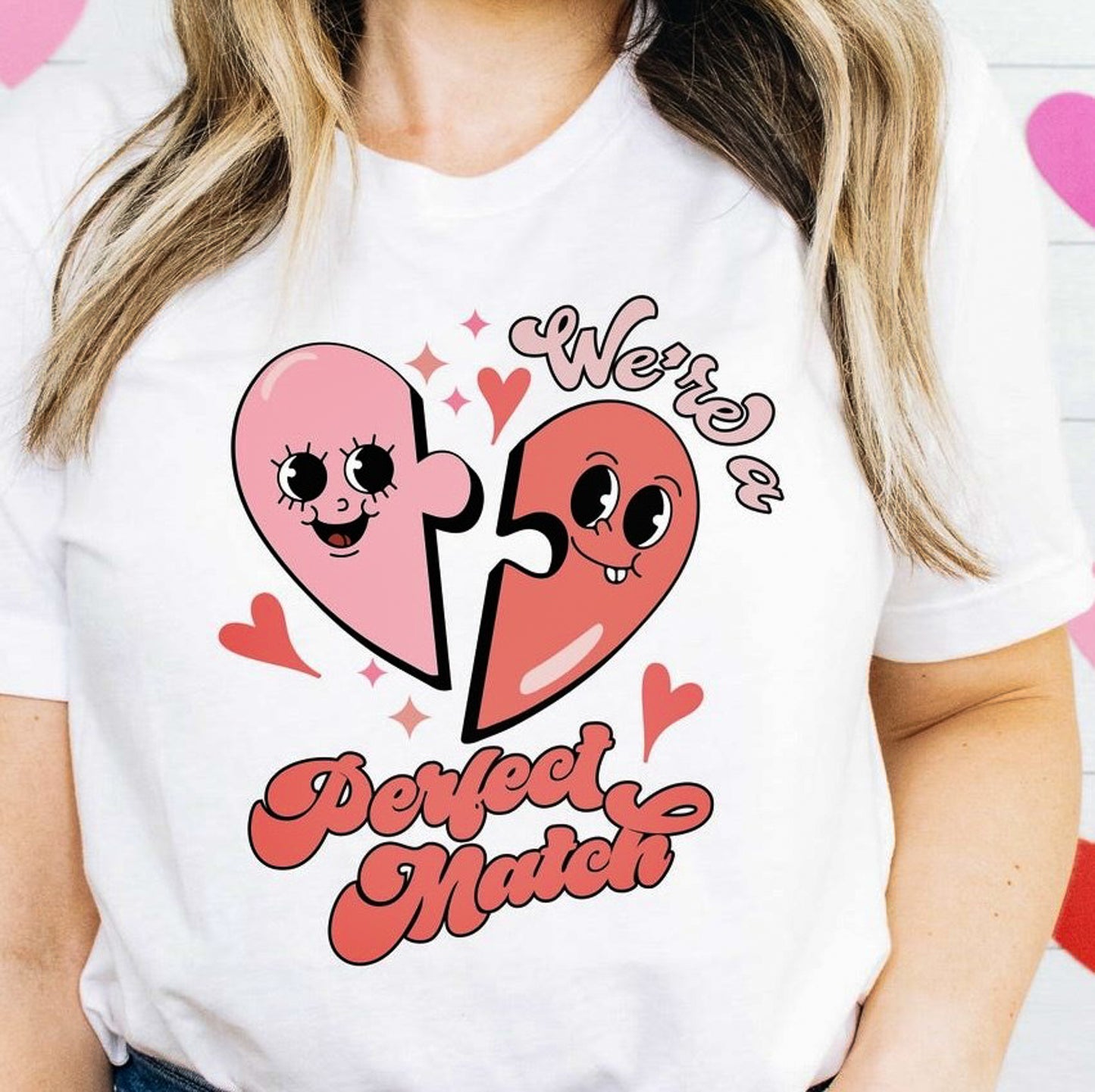 We're A Perfect Match 2 Heart Pieces Tee