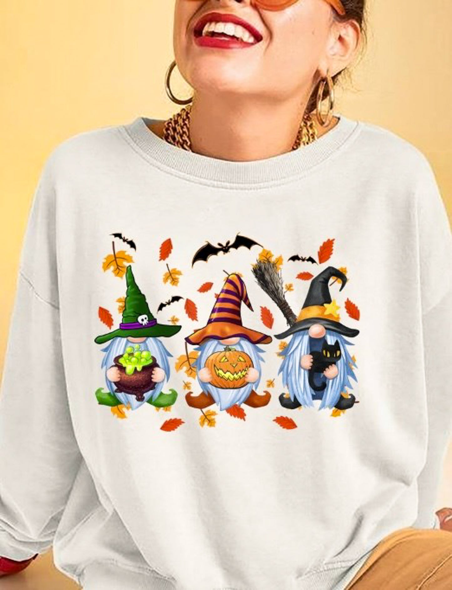 3 Halloween Gnomes Crew Sweatshirt