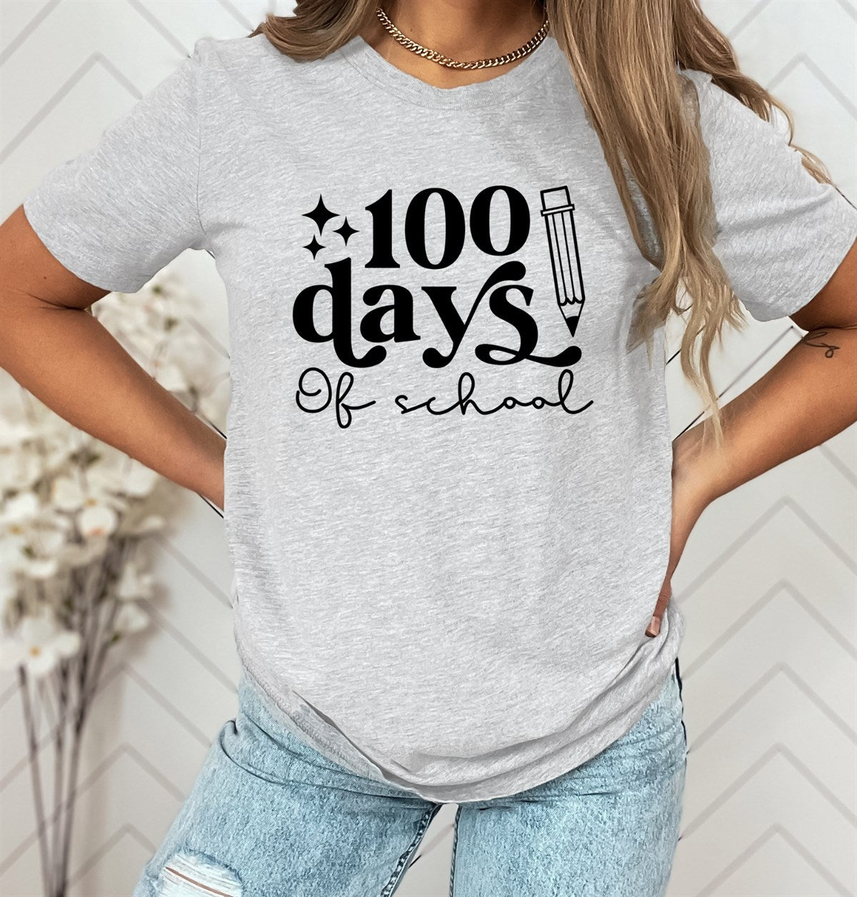 100 Days Of School With Pencil Tee
