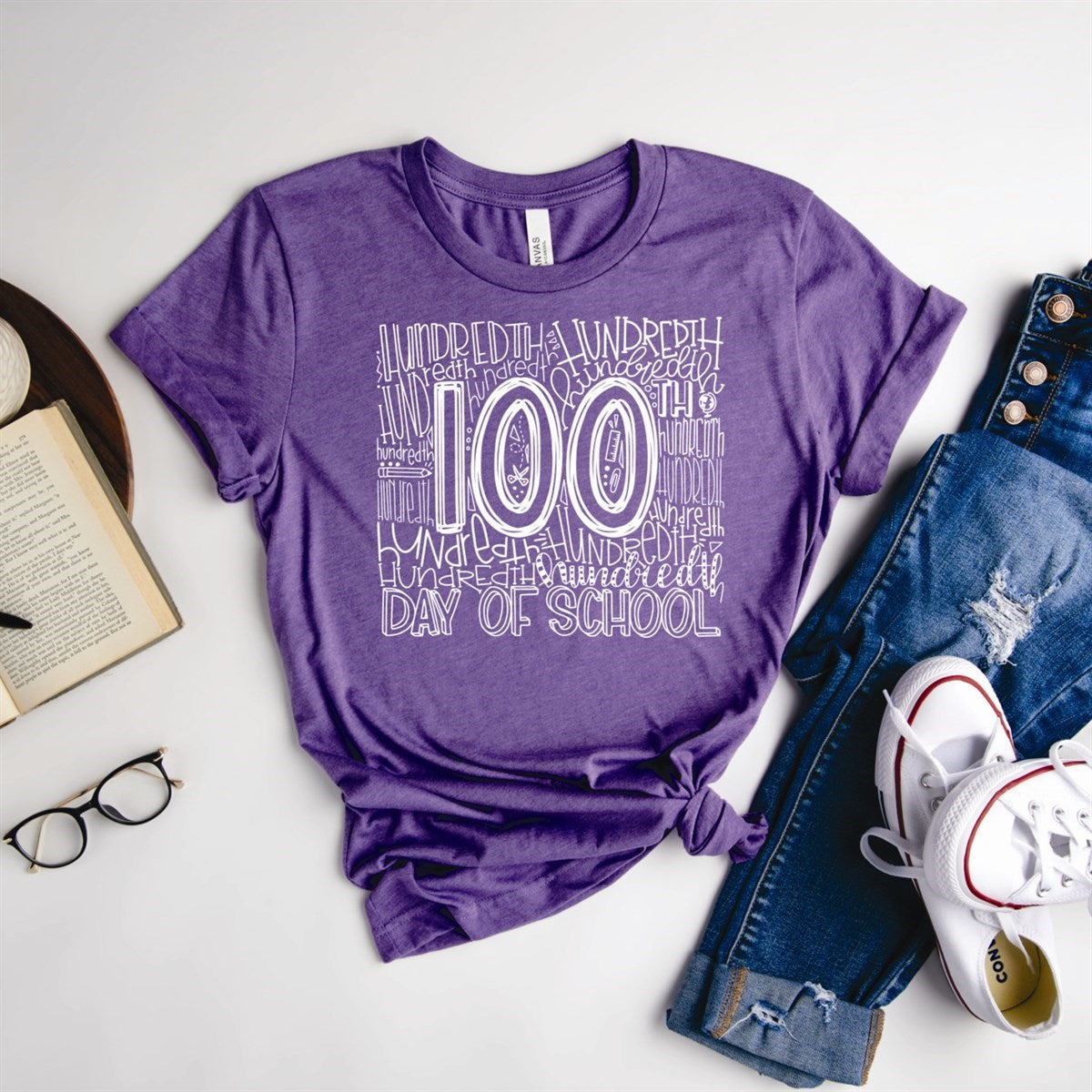 100 Days Of School Typography Tee