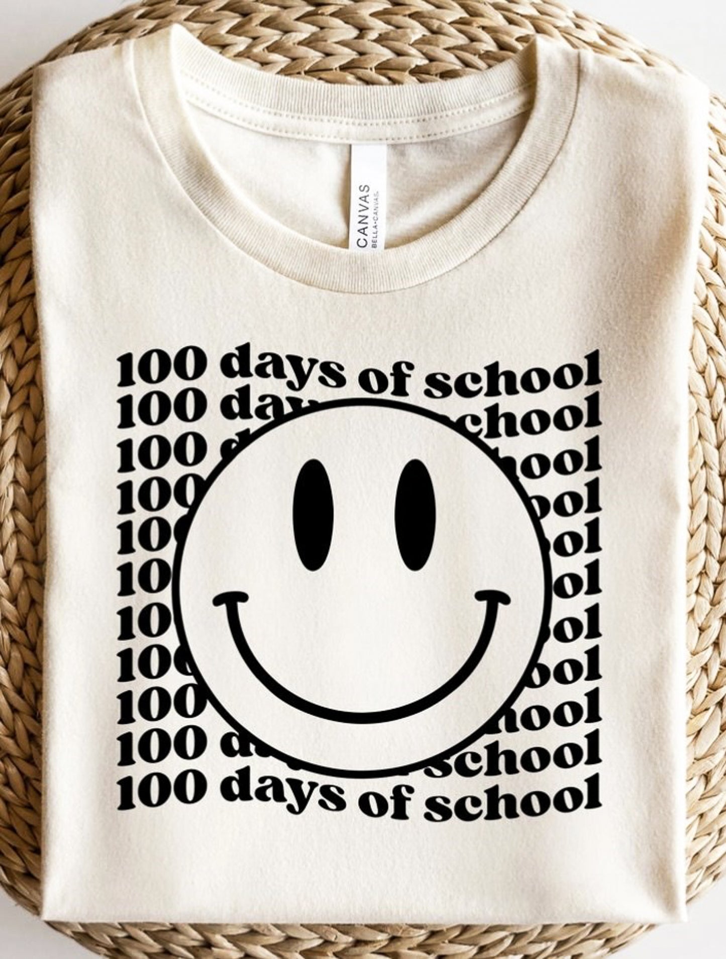 100 Days Of School (Stacked) With Smiley Tee