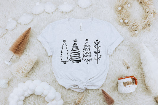 4 Christmas Trees Sketch Tee
