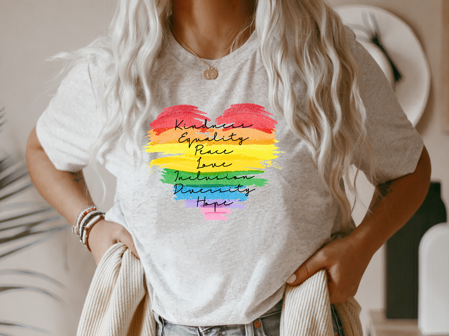Kindness Equality Race Love Inclusion Diversity Hope In Rainbow Heart Tee