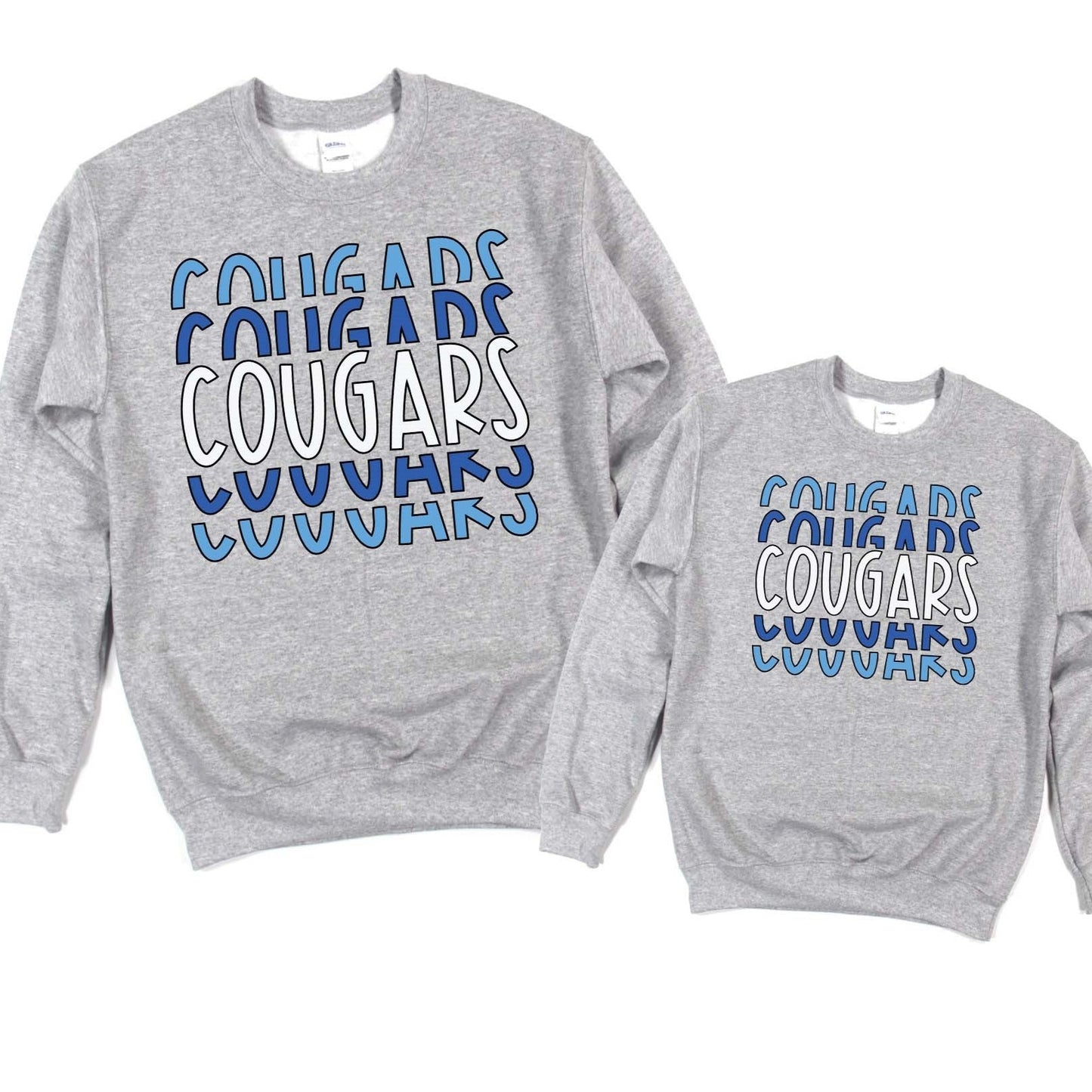 Monticello Cougars Stacked Design: Tees, Crews, & Hoodies: Youth & Adult Sizes