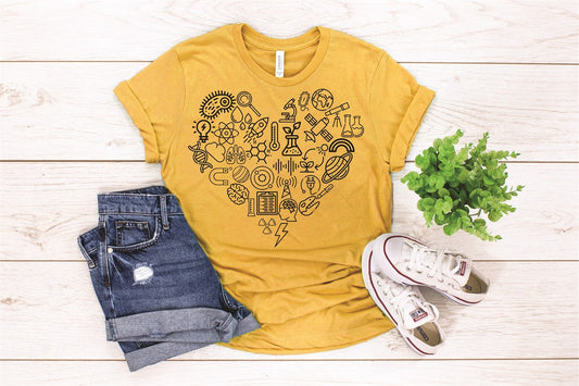 Science Education Heart Graphic T-Shirt for Women