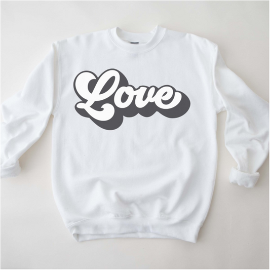 Retro Love with Black Crew Sweatshirt