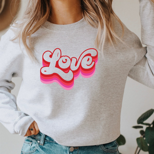 Retro Love with Hot Pink Crew Sweatshirt