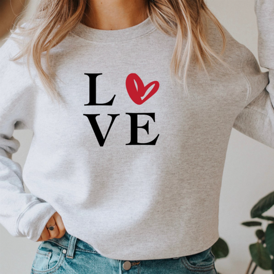 Love with Drawn Heart Crew Sweatshirt