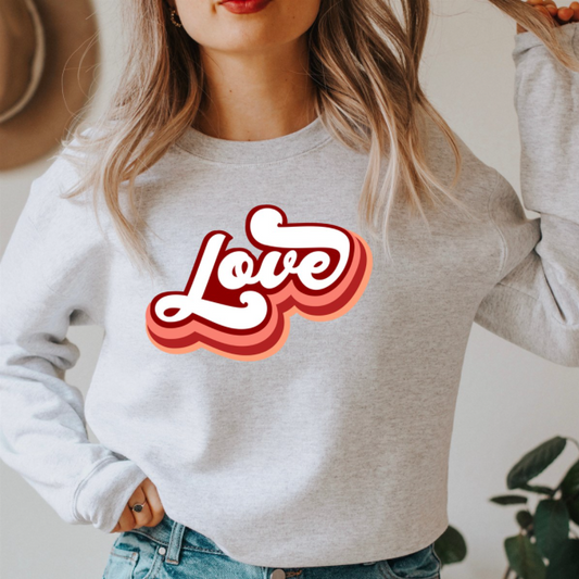 Retro Love With Red Crew Sweatshirt