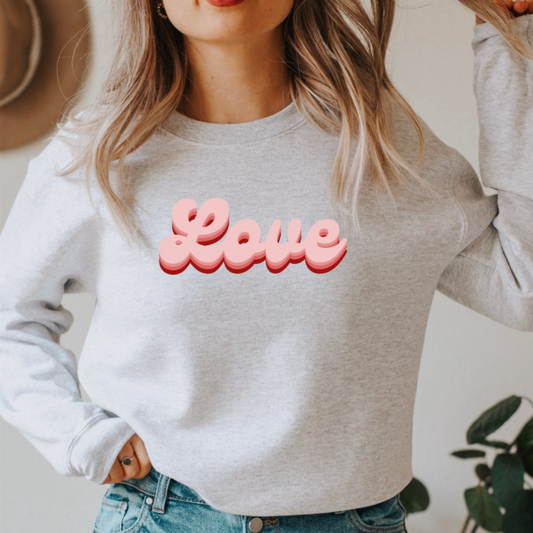 Retro Love with Light Pink Crew Sweatshirt