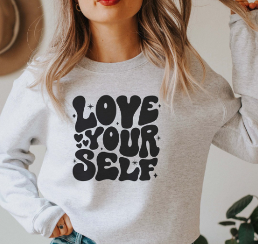 *Love Yourself with Hearts Crew Sweatshirt