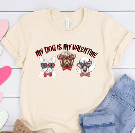 Dog Love - My Dog is My Valentine w/ faces Tee