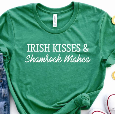 Irish Kisses and Shamrock Wishes tee