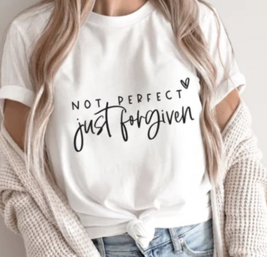 Not Perfect Just Forgiven With Heart Tee