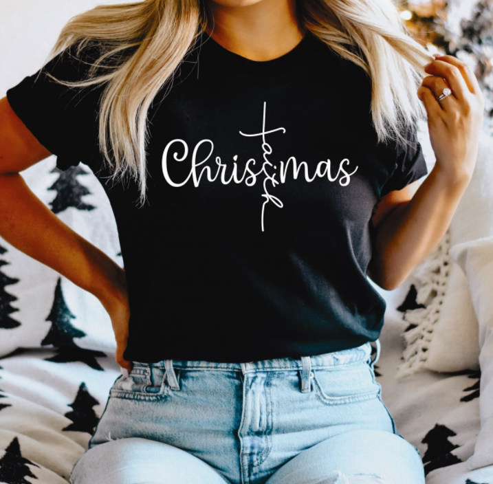 Christmas With (Faith) Cross Tee