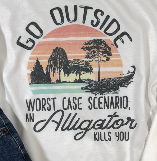 Funny Go Outside - Alligator Tee