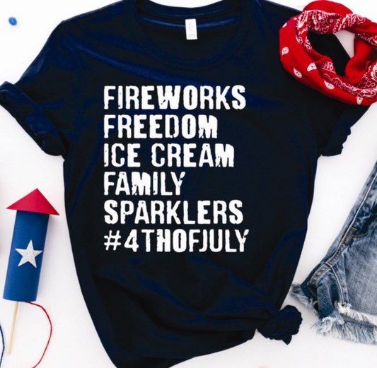 FIreworks Freedom Ice Cream Family Sparklers Tee