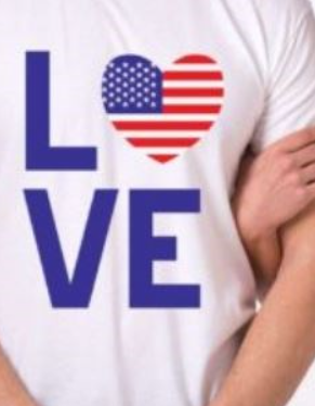 Love with American Flag Heart Tee
