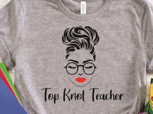 Top Knot Teacher Tee