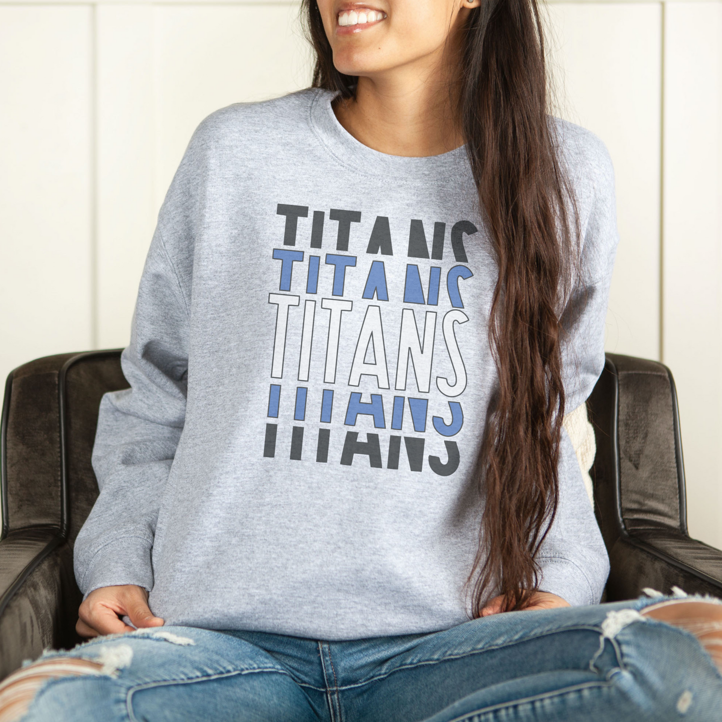 Titans Retro Stacked Crew Sweatshirt: Adult & Youth Sizes