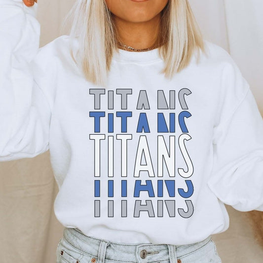 White Titans Retro Stacked Crew